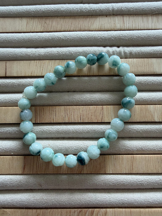 Blue Floating Flower Lotus Flower Jadeite Bead Bracelet