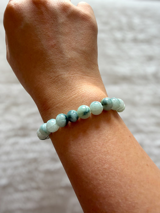 Blue Floating Flower Lotus Flower Jadeite Bead Bracelet