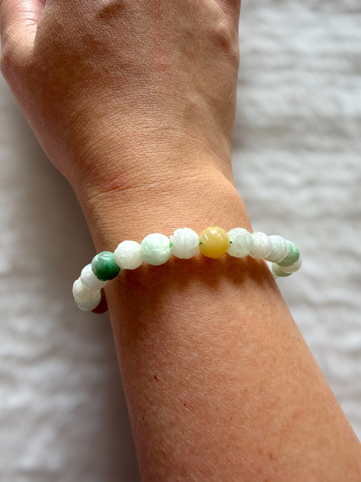 Lotus Flower Jadeite Bead Bracelet