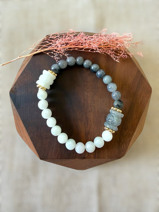 Carved Jadeite Drum Bracelet