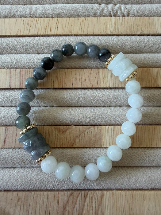 Carved Jadeite Drum Bracelet