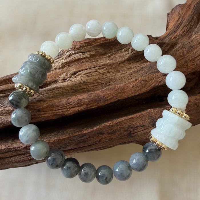 Carved Jadeite Drum Bracelet