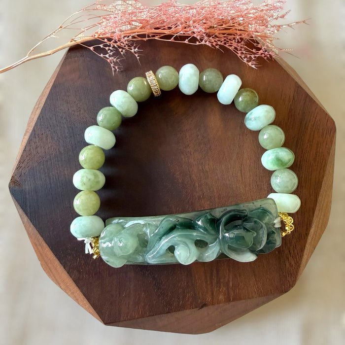 Carved Jadeite Shoupai Bracelet