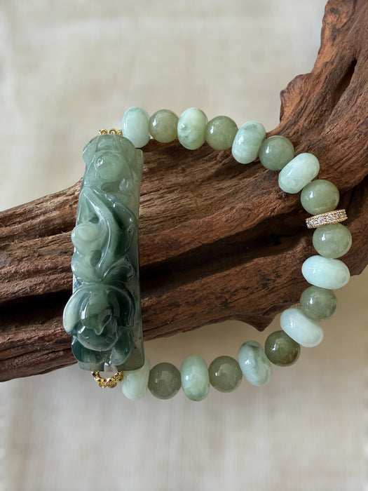 Carved Jadeite Shoupai Bracelet