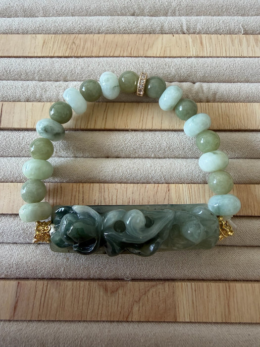 Carved Jadeite Shoupai Bracelet