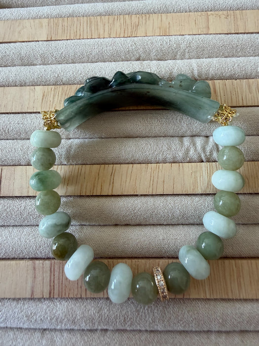 Carved Jadeite Shoupai Bracelet