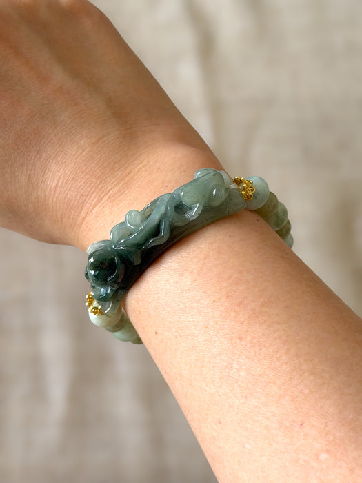 Carved Jadeite Shoupai Bracelet