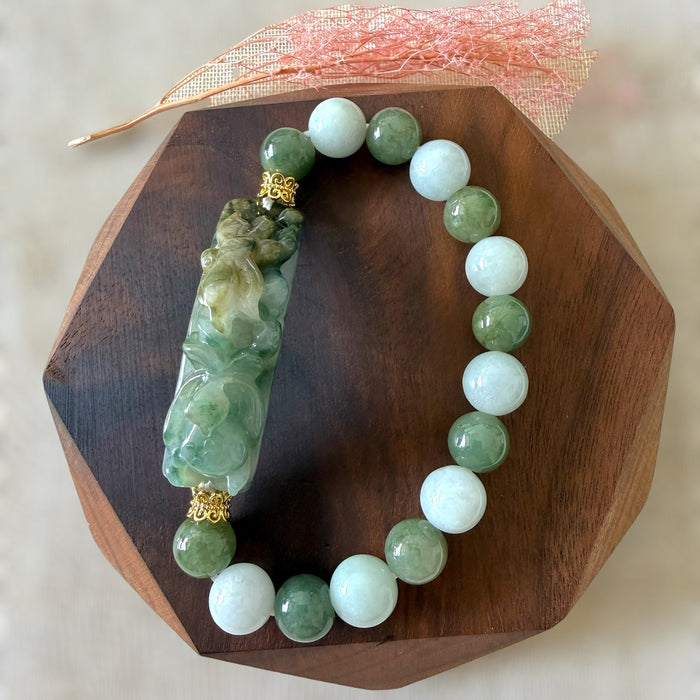 Carved Jadeite Shoupai Bracelet