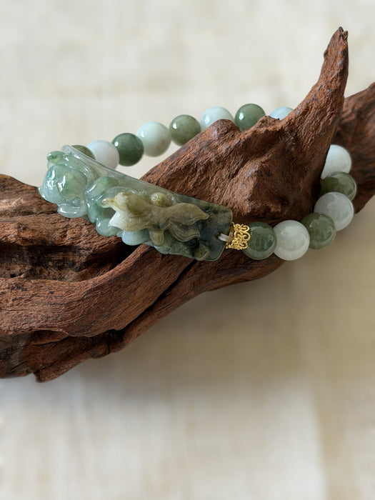 Carved Jadeite Shoupai Bracelet