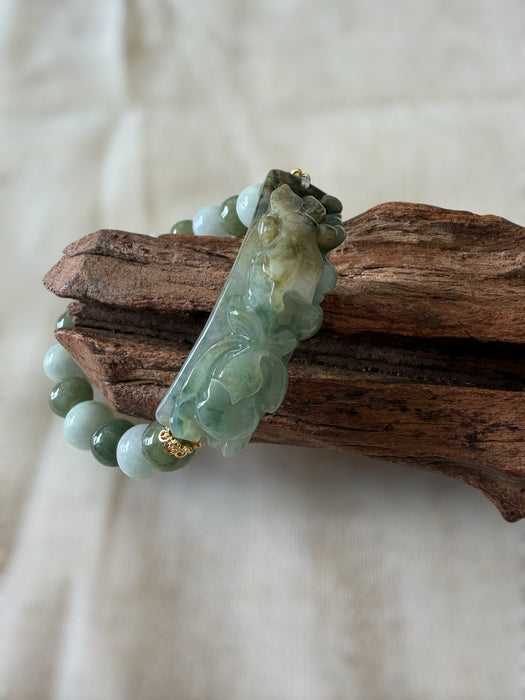 Carved Jadeite Shoupai Bracelet