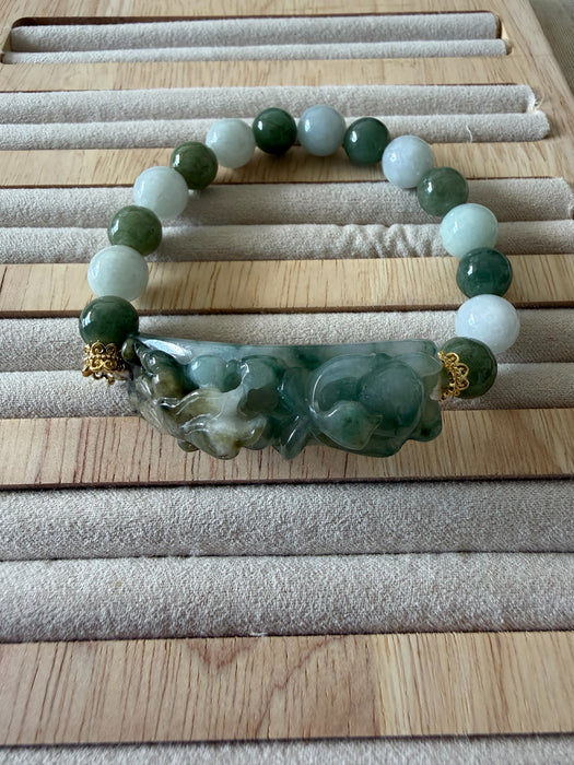 Carved Jadeite Shoupai Bracelet