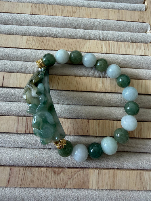 Carved Jadeite Shoupai Bracelet