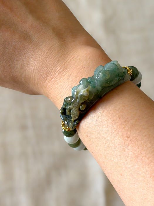 Carved Jadeite Shoupai Bracelet