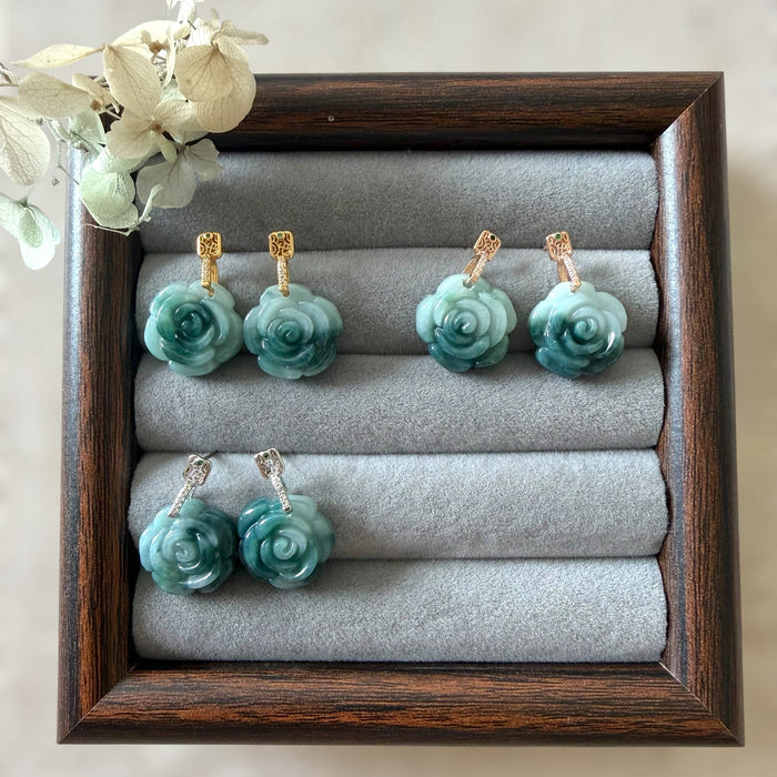 Rose Jadeite Earring Studs