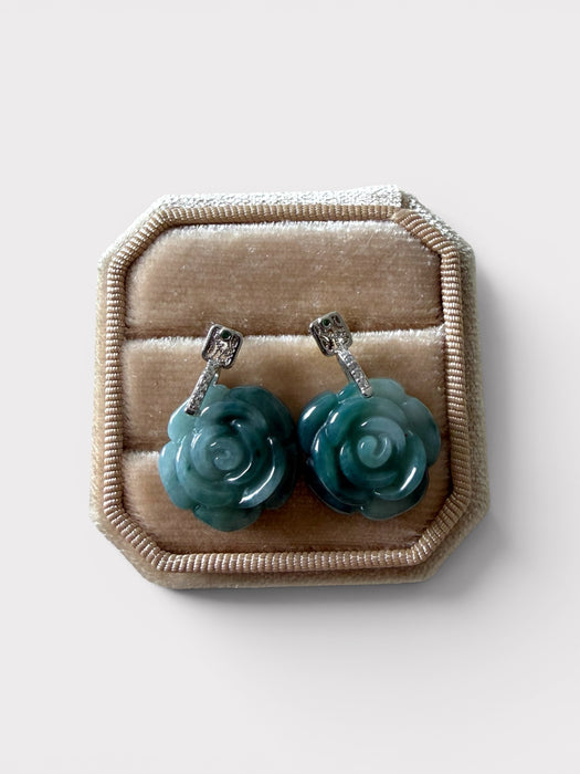 Rose Jadeite Earring Studs