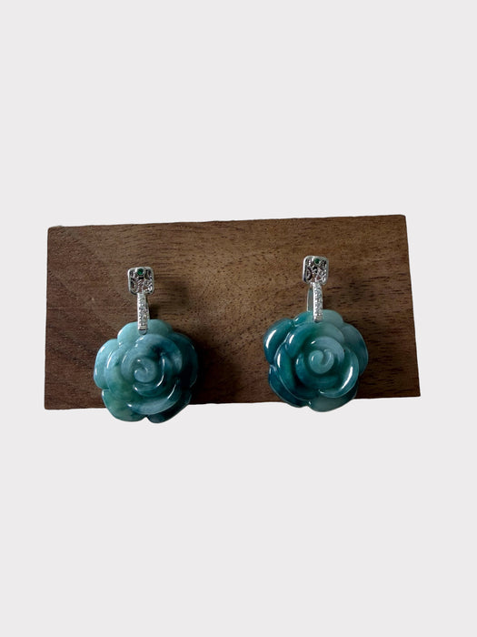 Rose Jadeite Earring Studs