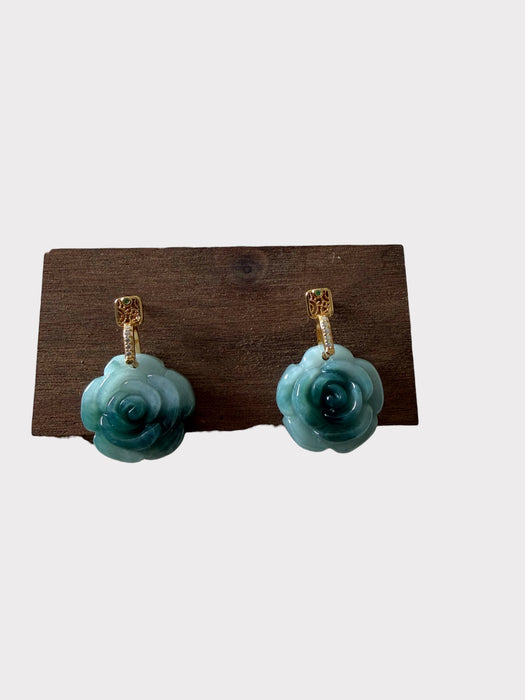 Rose Jadeite Earring Studs