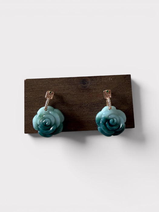 Rose Jadeite Earring Studs