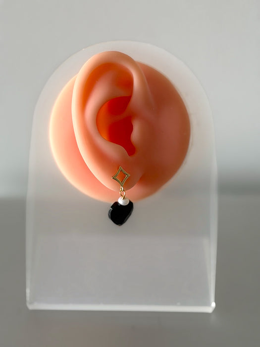 Faceted Heart Omphacite Jadeite Earring Studs