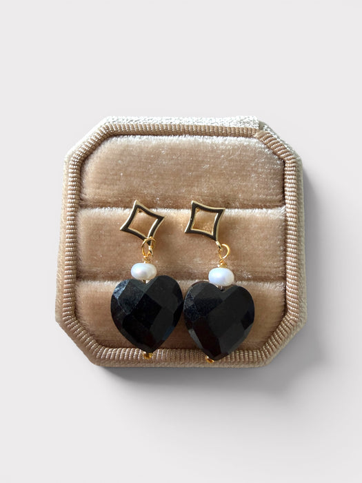 Faceted Heart Omphacite Jadeite Earring Studs