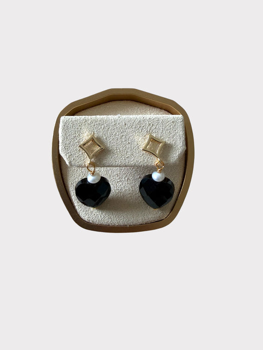 Faceted Heart Omphacite Jadeite Earring Studs