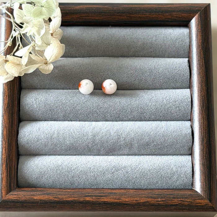 Round White Sajin Jadeite Earring Studs