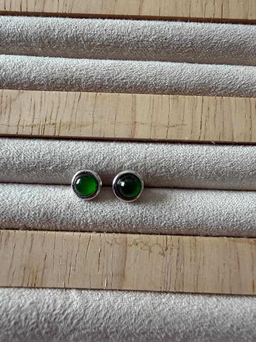 Dainty Round Jadeite Earring Studs