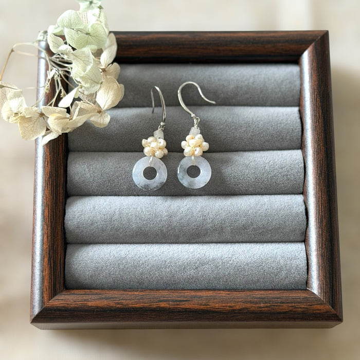 Donut Jadeite Pearl Ball Earring Hooks