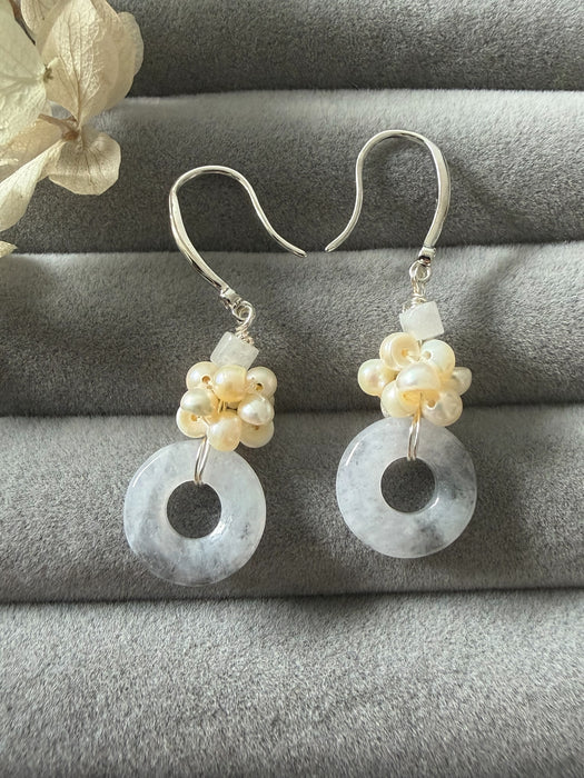 Donut Jadeite Pearl Ball Earring Hooks