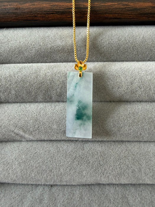 Piaohua Jadeite Pendant Necklace - 18K Gold