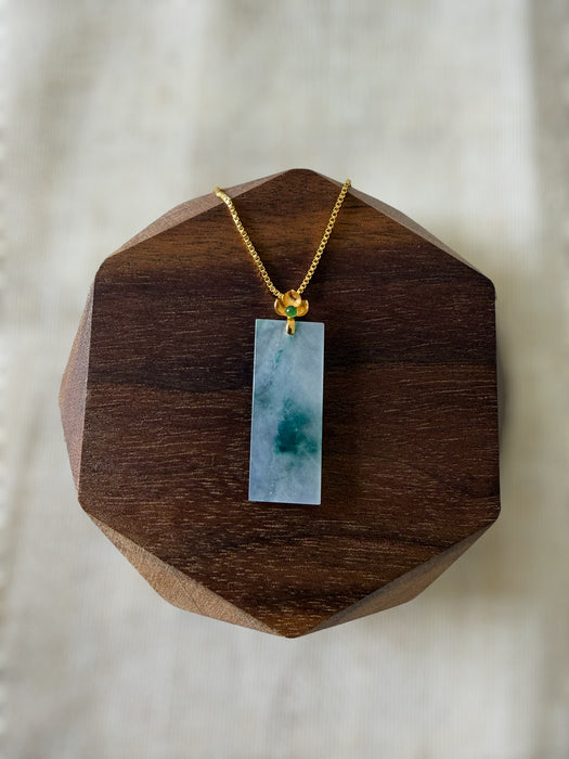 Piaohua Jadeite Pendant Necklace - 18K Gold