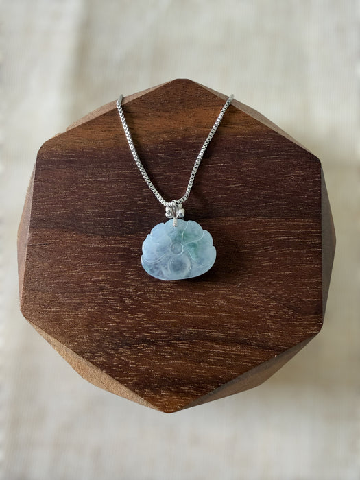 Lotus Flower Jadeite Necklace - 18K White Gold