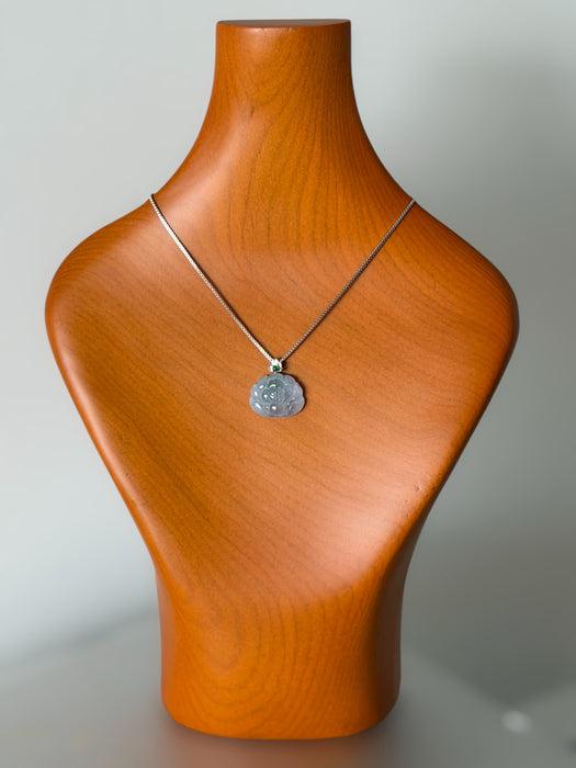 Lotus Flower Jadeite Necklace - 18K White Gold