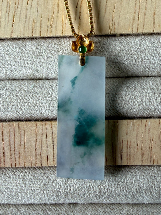 Piaohua Jadeite Pendant Necklace - 18K Gold