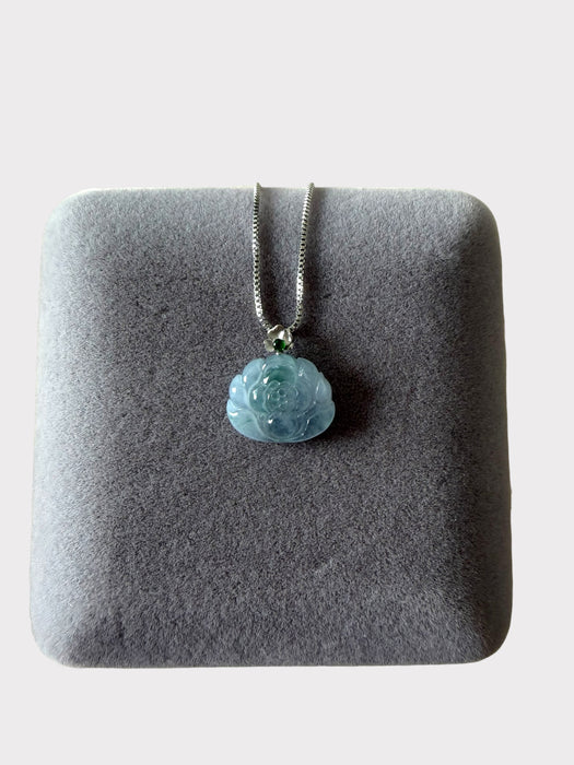 Lotus Flower Jadeite Necklace - 18K White Gold