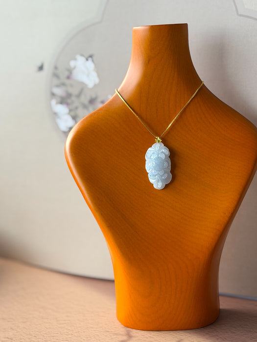 Purple Lotus Flower Jadeite Necklace - 18K Gold