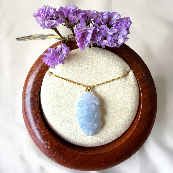 Purple Lotus Flower Jadeite Necklace - 18K Gold