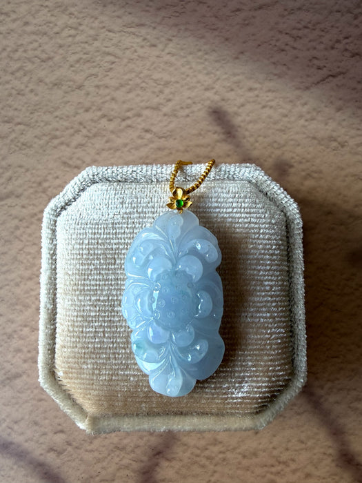 Purple Lotus Flower Jadeite Necklace - 18K Gold