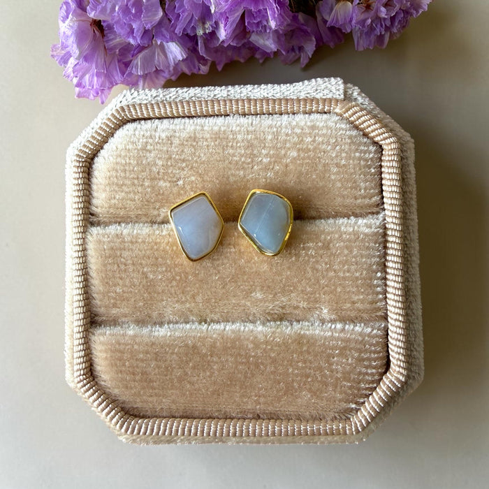 Purple FreeformJadeite Earring Studs - 18K Gold