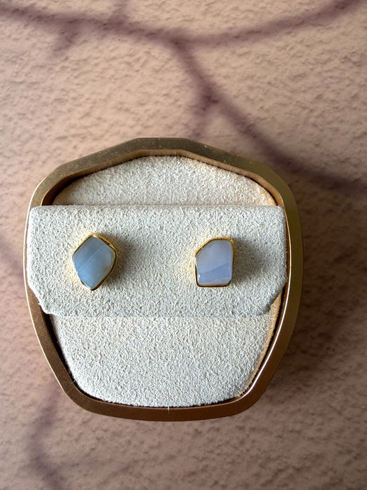 Purple FreeformJadeite Earring Studs - 18K Gold