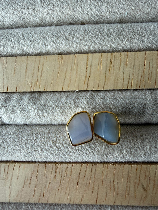 Purple FreeformJadeite Earring Studs - 18K Gold