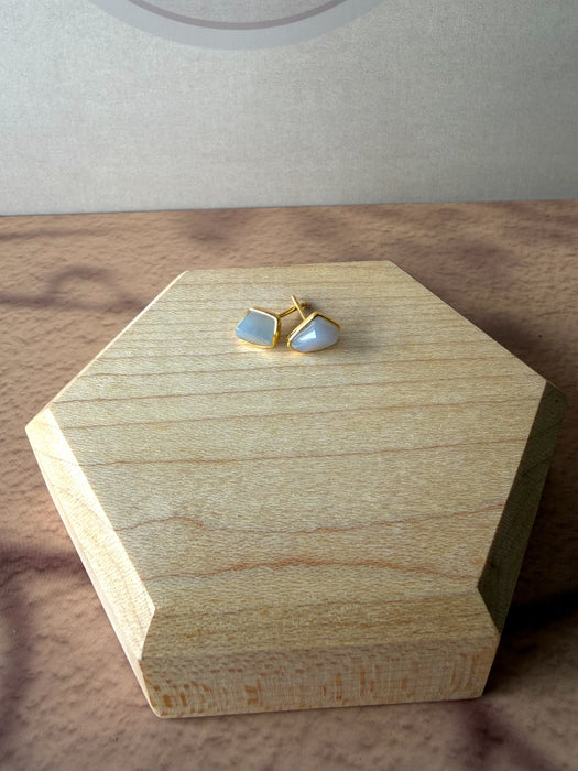 Purple FreeformJadeite Earring Studs - 18K Gold