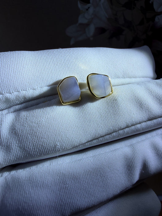 Purple FreeformJadeite Earring Studs - 18K Gold