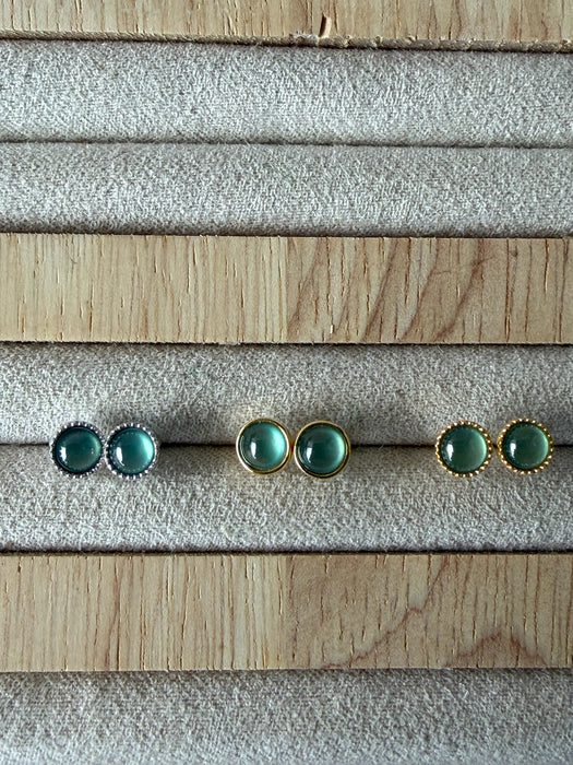 Dainty Jadeite Earring Studs - 18K Gold