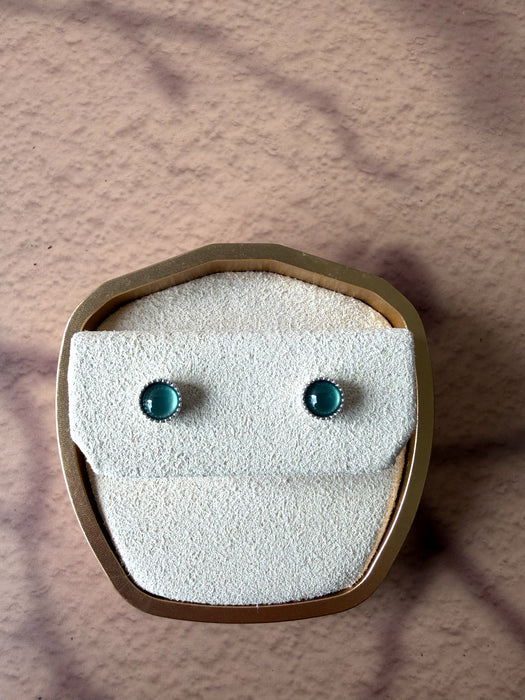 Dainty Jadeite Earring Studs - 18K Gold