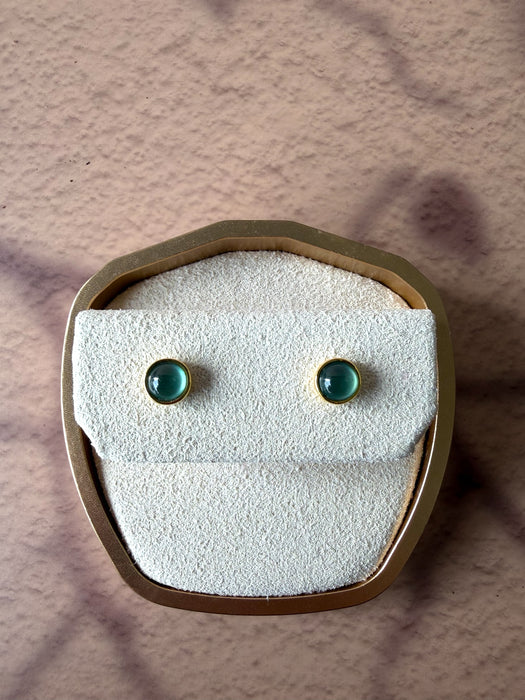 Dainty Jadeite Earring Studs - 18K Gold