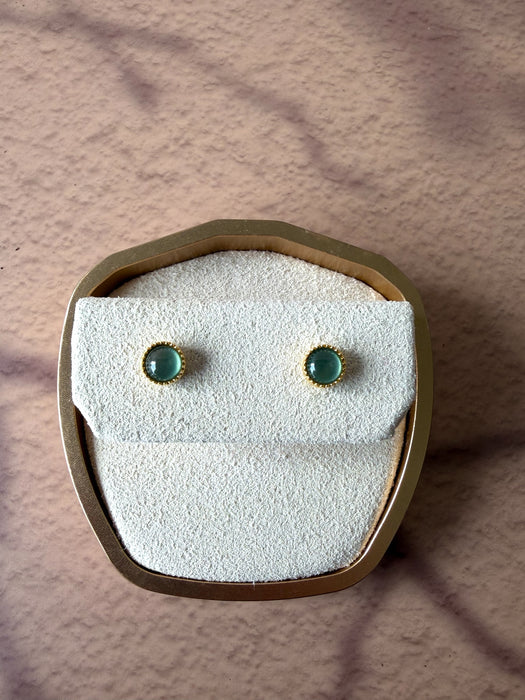 Dainty Jadeite Earring Studs - 18K Gold