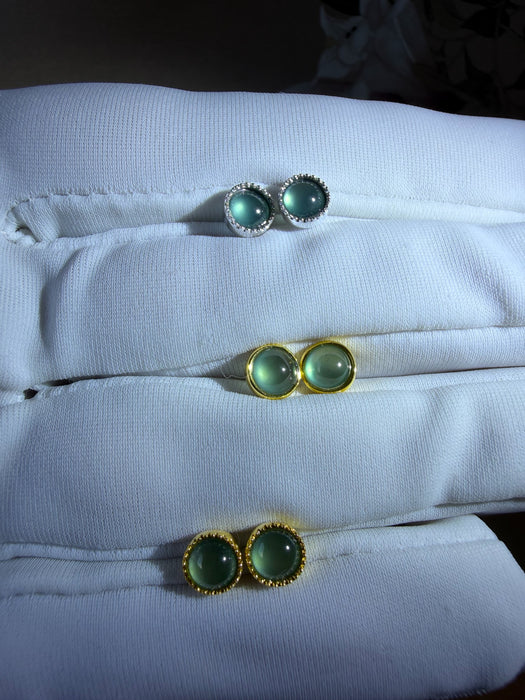 Dainty Jadeite Earring Studs - 18K Gold