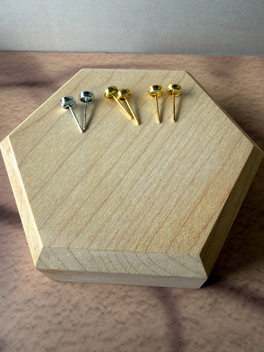 Dainty Jadeite Earring Studs - 18K Gold