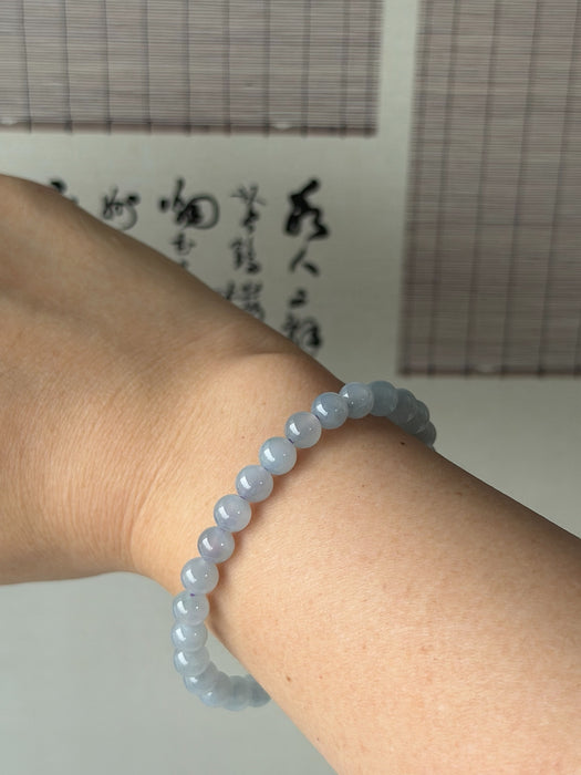 Icy Purple Bead Jadeite Bracelet